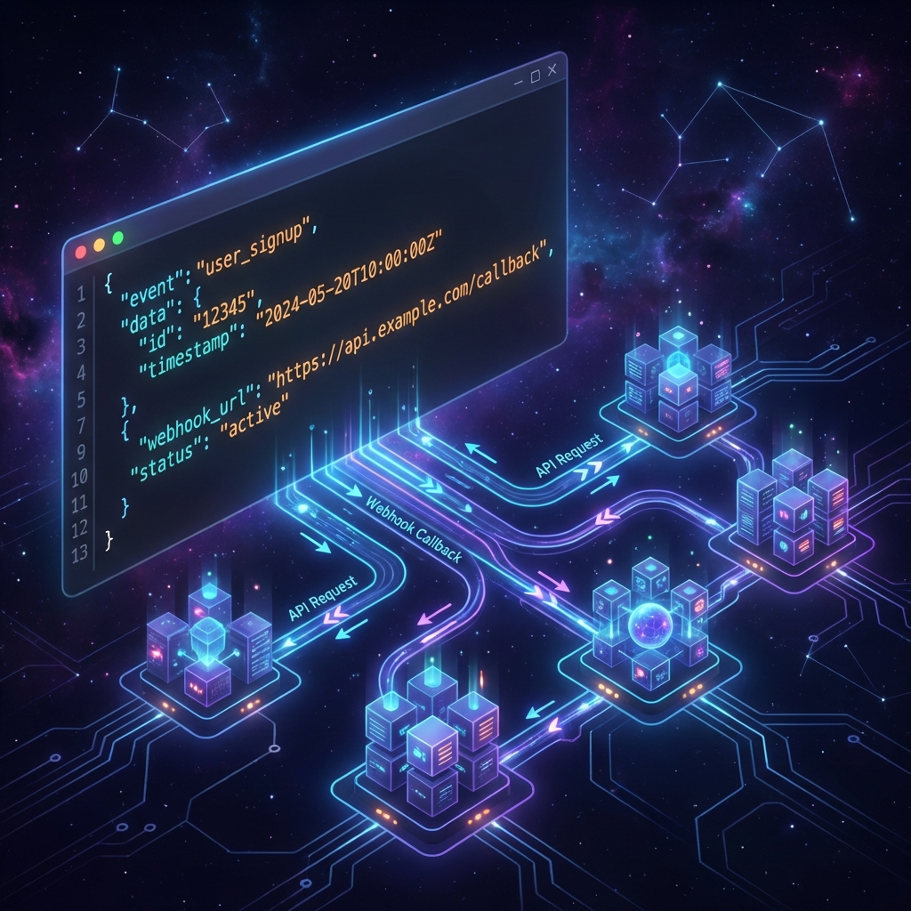 API code and webhook event visualization