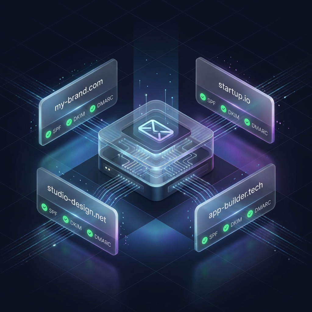 Custom domain management dashboard illustration